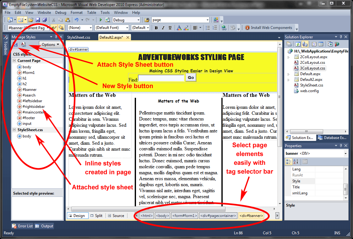 Manage Styles Window