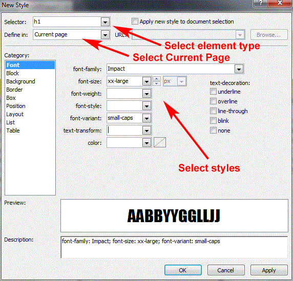 New Style Dialog Box